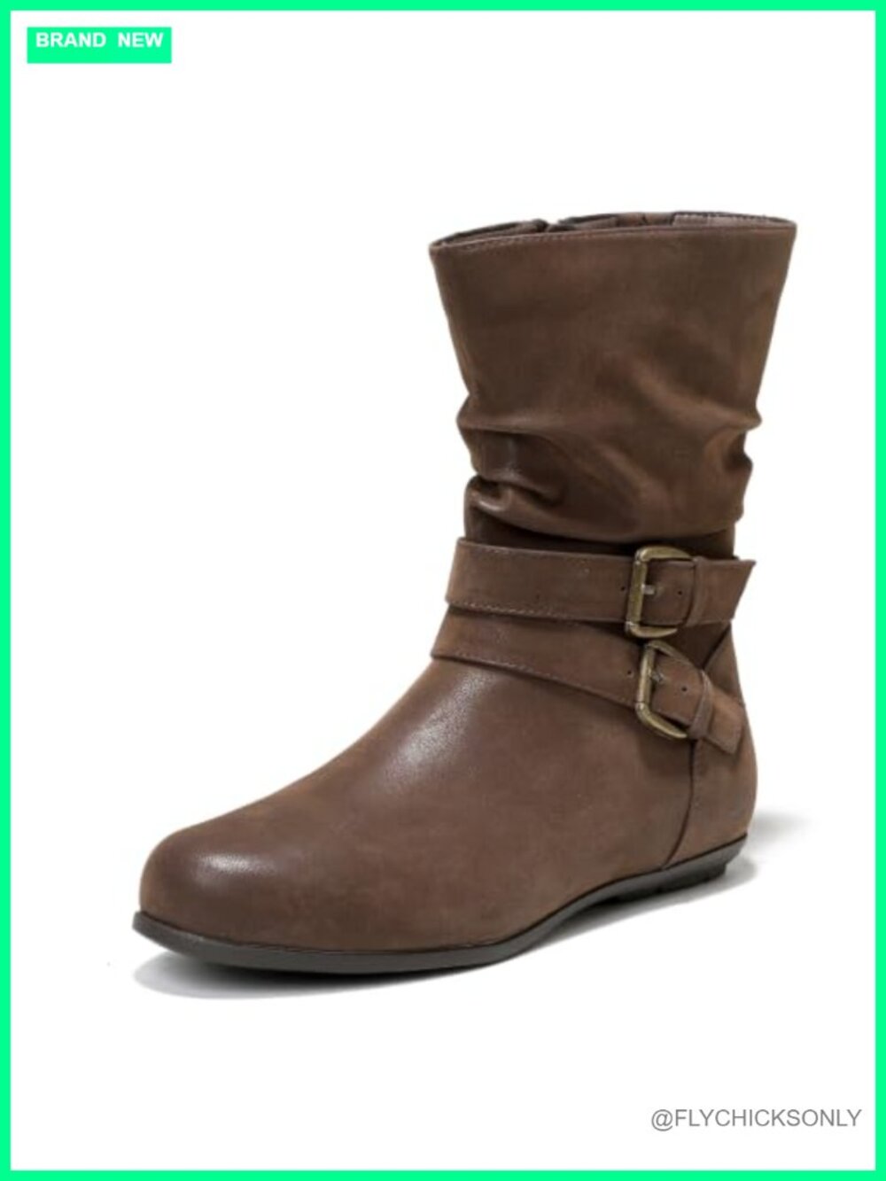 Wide Width Low Heel Ankle Boots Side Zipper Faux Leather